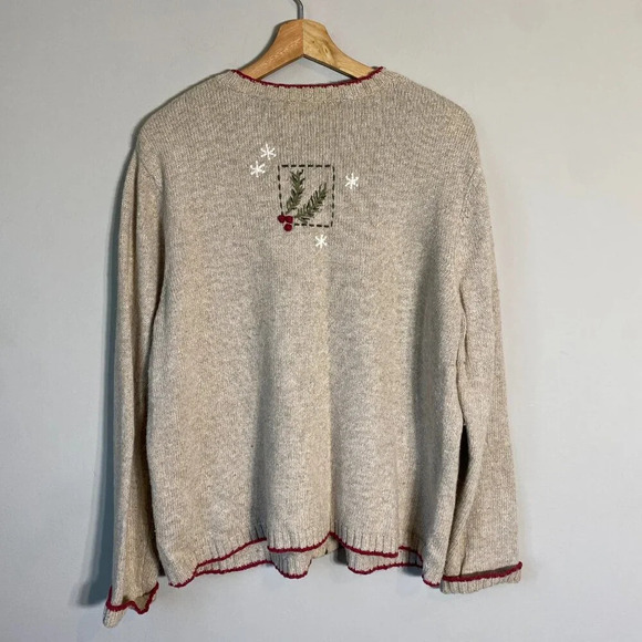 Vtg Croft & Barrow Ice Skating Christmas Wool Angora Full Zip Sweater Women's L - Picture 10 of 15